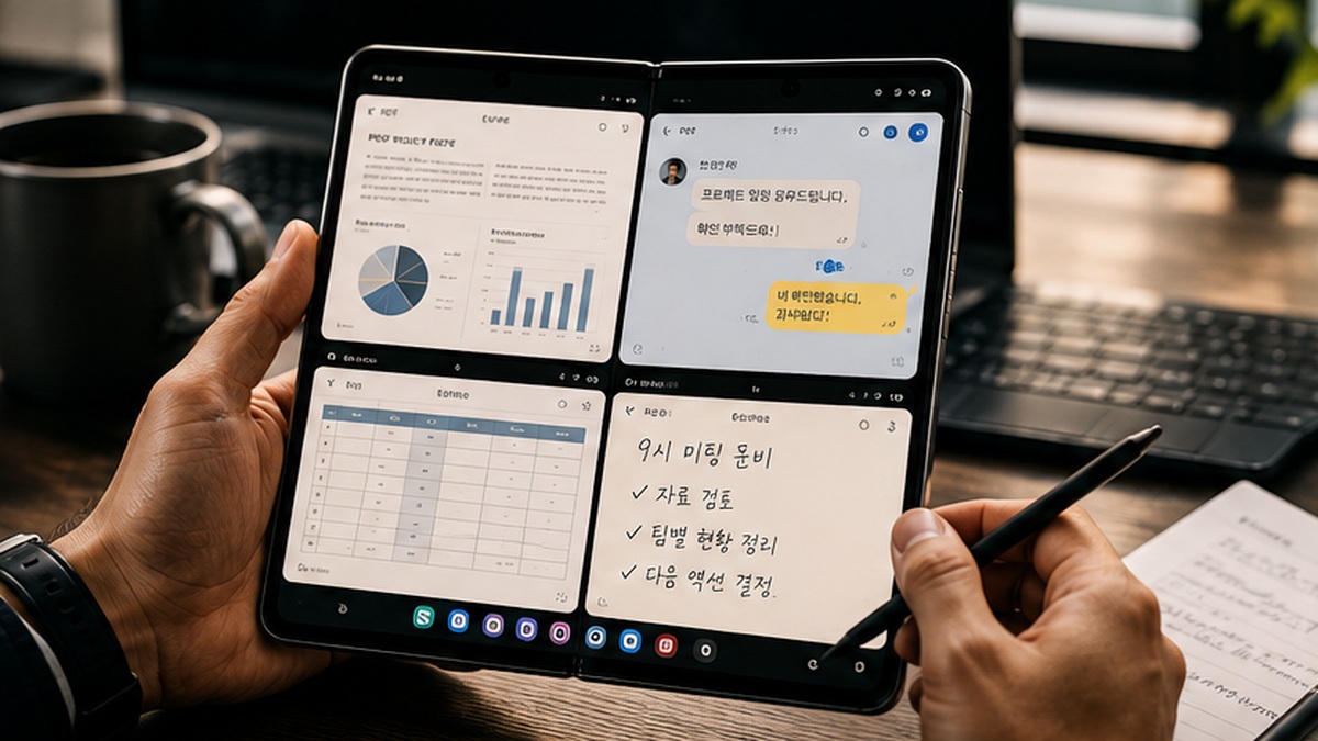 업무용 태블릿과 폴더블폰 실제 업무 활용 장면 비교