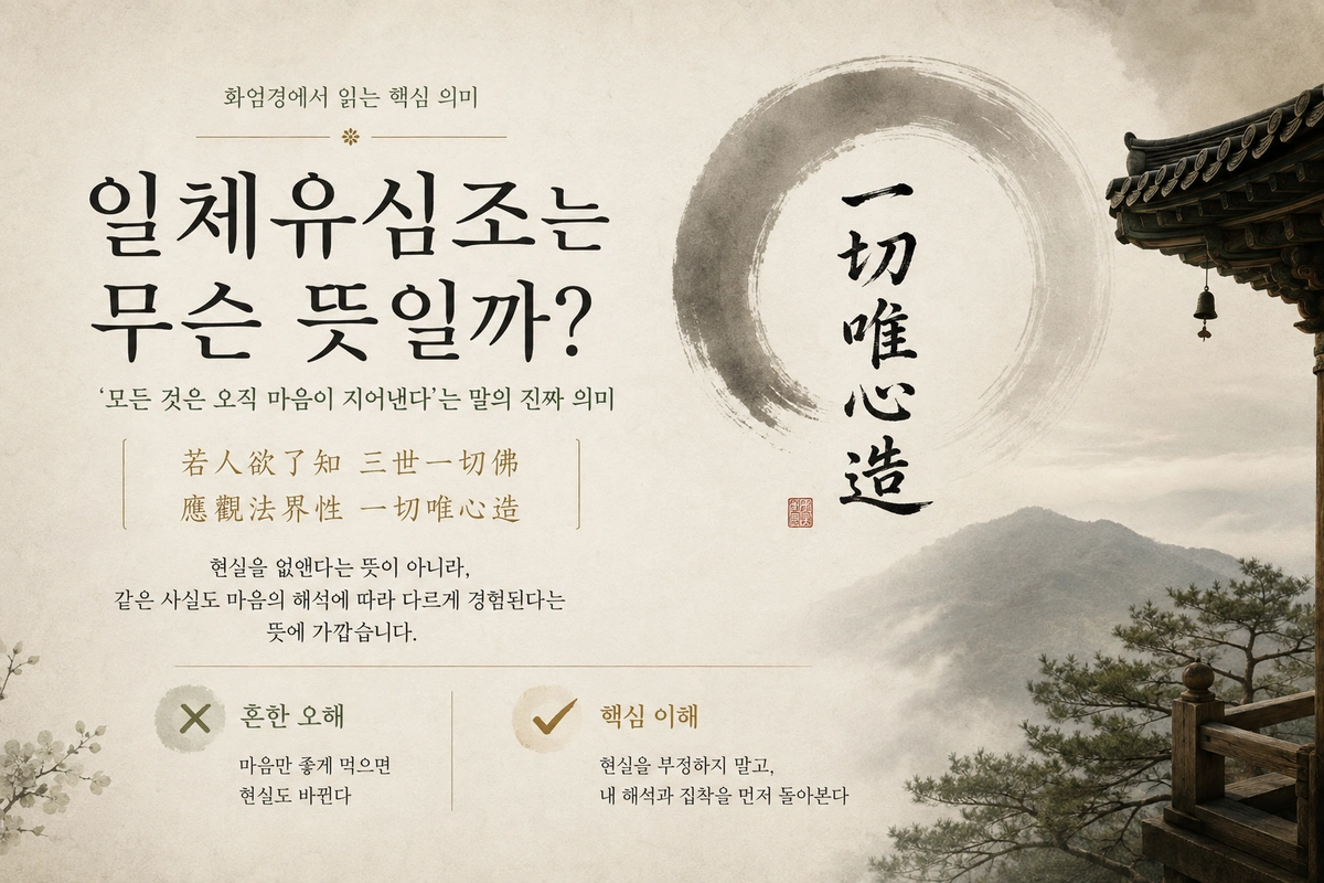 화엄경 원문과 일체유심조의 흔한 오해 및 핵심 이해를 설명한 신규 매거진형 내부이미지
