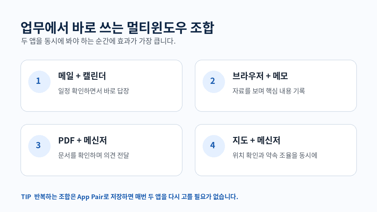 갤럭시 멀티윈도우 업무용 앱 조합 4가지