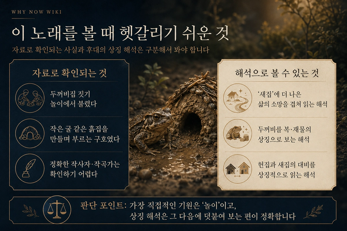 이 노래의 기원을 해석할 때 사실과 상징을 구분해야 한다는 점을 정리한 내부이미지