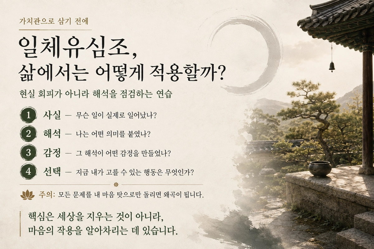 사실 해석 감정 선택 네 단계로 일체유심조를 삶에 적용하는 방법을 설명한 신규 매거진형 내부이미지