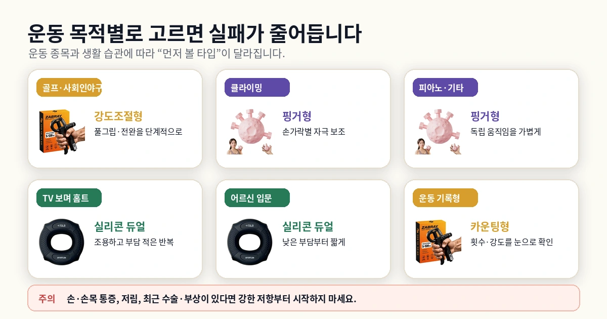 골프 사회인야구 클라이밍 피아노 기타 어르신 목적별 악력기 추천 이미지