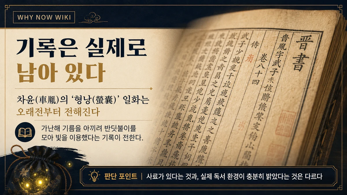 진서 차윤전의 반딧불이 독서 기록을 설명한 이미지