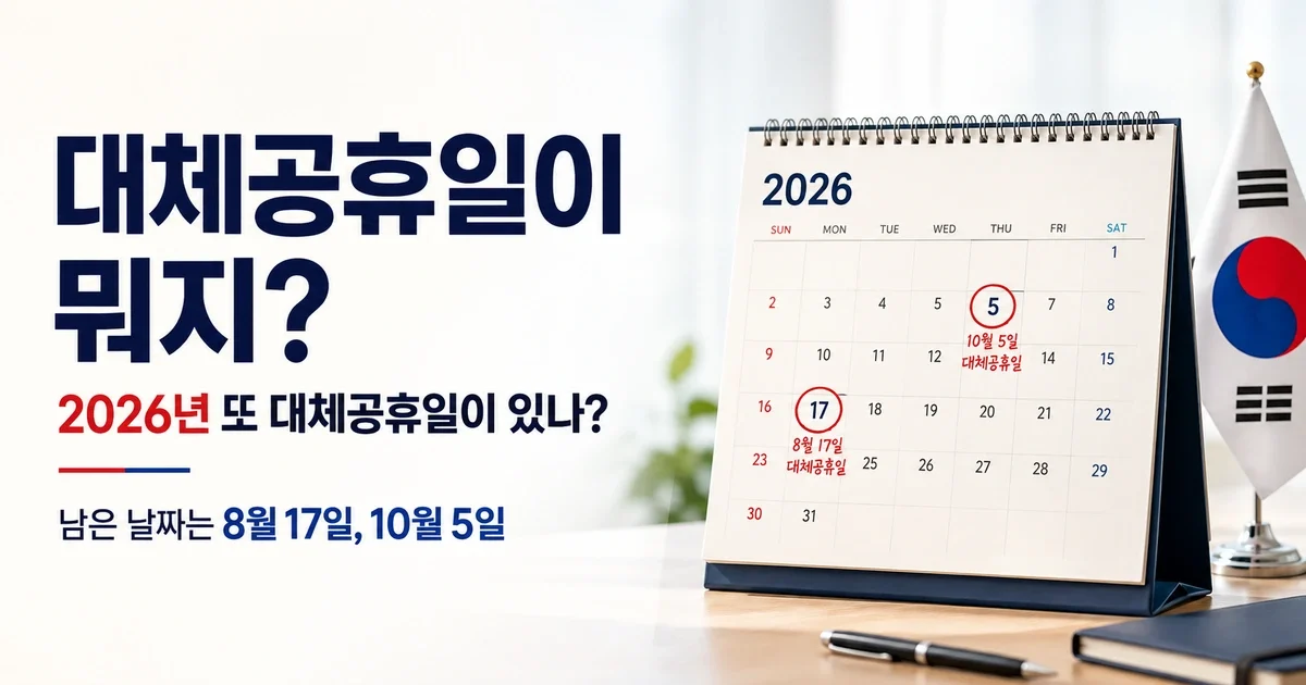 2026년 대체공휴일은 언제? 8월 17일·10월 5일, 추석 9월 28일은 아닙니다