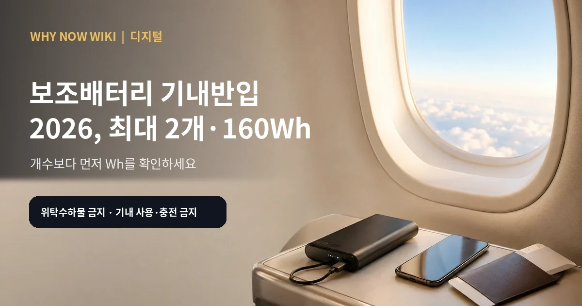 보조배터리 기내반입 2026, 최대 2개·160Wh 기준을 어떻게 확인할까?