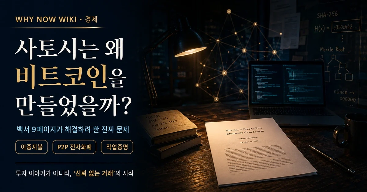 사토시는 왜 비트코인을 만들었을까? 2008 금융위기보다 백서가 직접 답한 ‘이중지불’ 문제