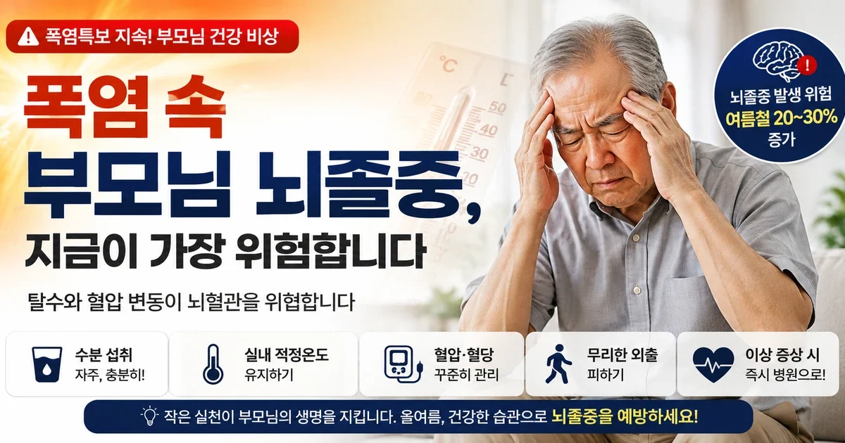 폭염 속 부모님, ‘더위 먹었나’로 넘기면 안 되는 뇌졸중 신호 5가지